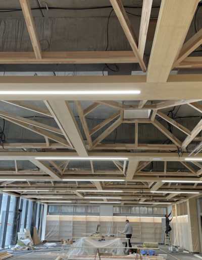 Médiathèque de Bruges, projet d'agencement plafond bois Artbois24