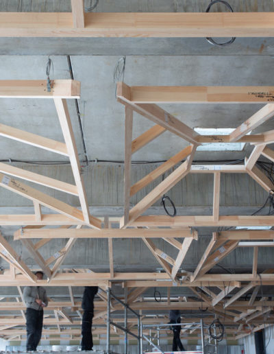 Médiathèque de Bruges, projet d'agencement plafond bois Artbois24